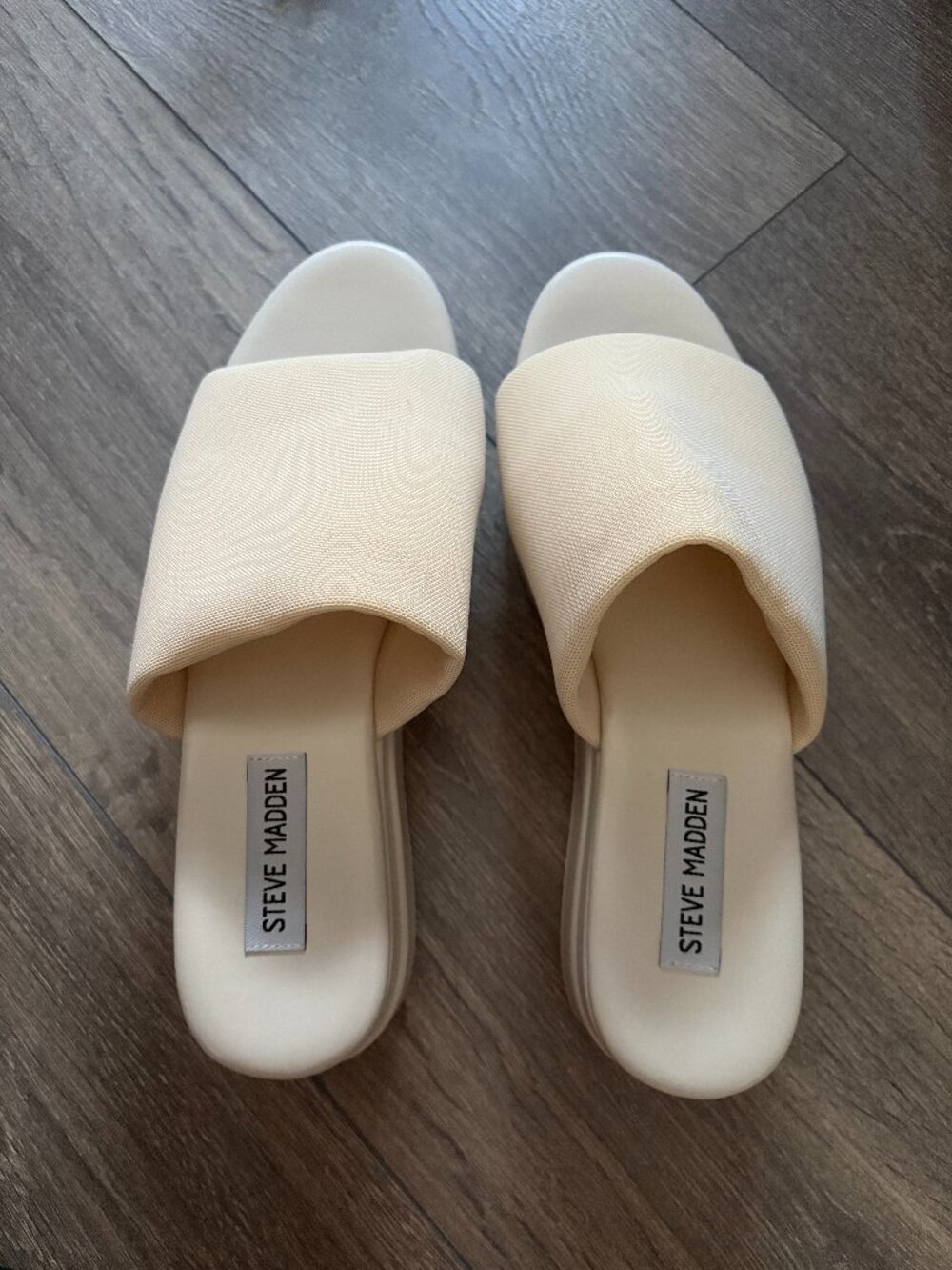 NWOT Steve Madden Slinky Platform Slide Sandals | Natural - Picture 3 of 4
